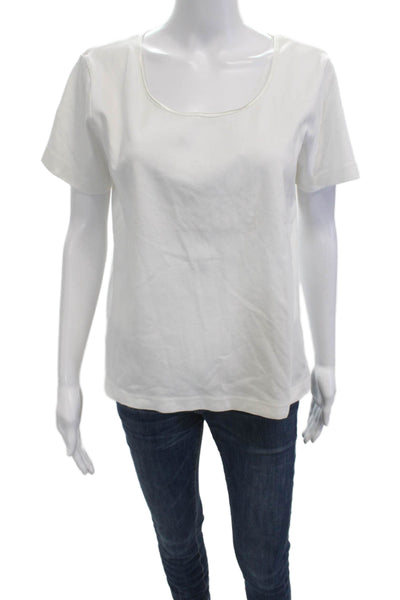 J. Jill Women White Cotton Square Neck Short Sleeve T-Shirt Size S
