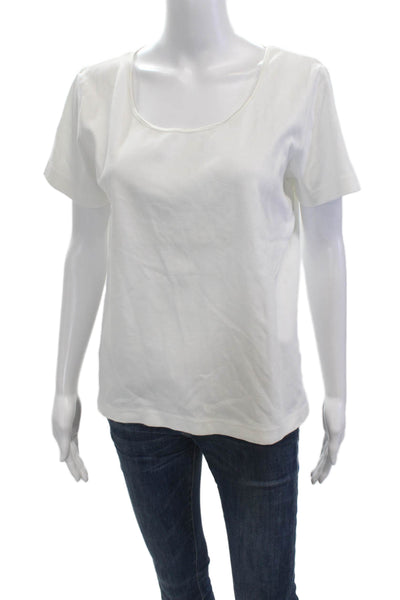 J. Jill Women White Cotton Square Neck Short Sleeve T-Shirt Size S