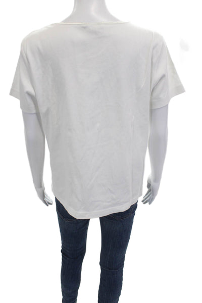 J. Jill Women White Cotton Square Neck Short Sleeve T-Shirt Size S