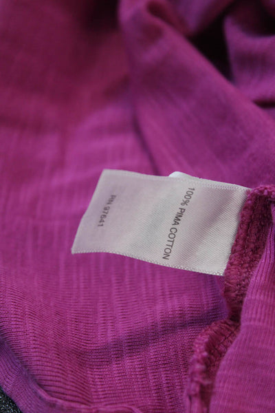 J Jill Women Basic Tunic V-Neck Short Sleeve Pink Pima Cotton Size L