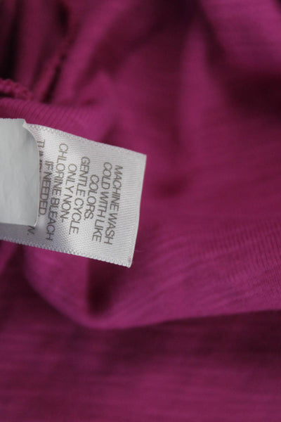 J Jill Women Basic Tunic V-Neck Short Sleeve Pink Pima Cotton Size L