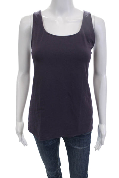 J Jill Womens Basic Sleeveless Tank Purple Square Neck Cotton Size L