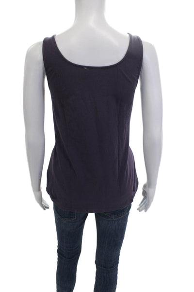 J Jill Womens Basic Sleeveless Tank Purple Square Neck Cotton Size L