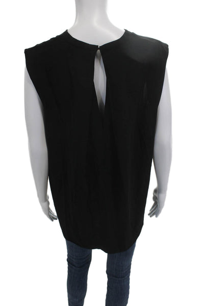 Vince Women Basic Sleeveless Crew Neck Black Blouse Size S