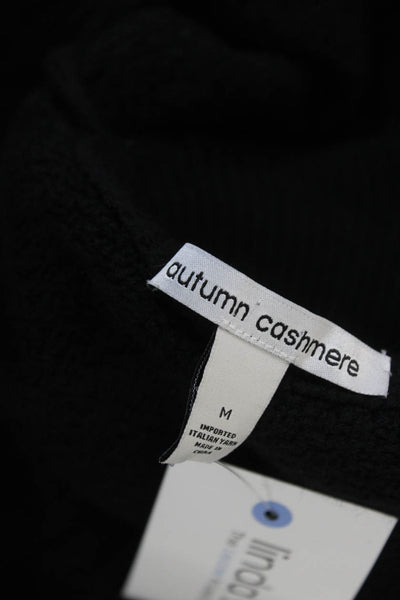 Autumn Cashmere Unisex Black Floral Mock Neck Pullover Sweater Size M