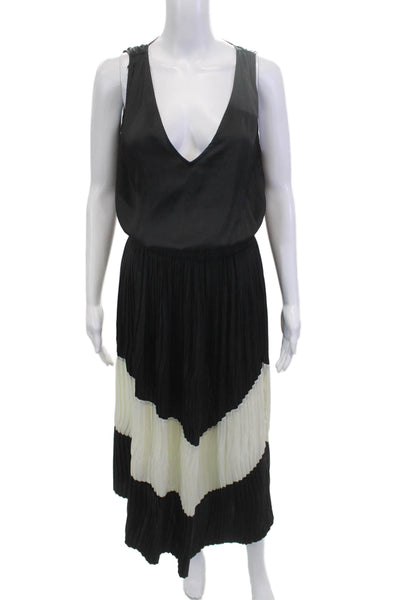 Ramy Brook Women Maxi Dress Black Sleeveless V-Neck Polyester Size S