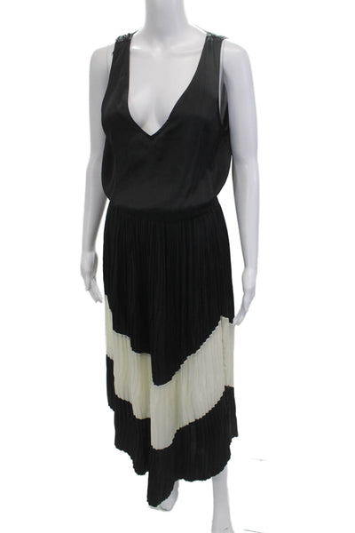 Ramy Brook Women Maxi Dress Black Sleeveless V-Neck Polyester Size S