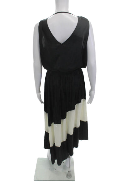 Ramy Brook Women Maxi Dress Black Sleeveless V-Neck Polyester Size S