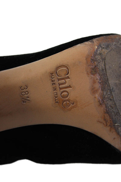 Chloe Womens Velvet Stretch Inset Ankle Boots Black Size 38.5 8.5