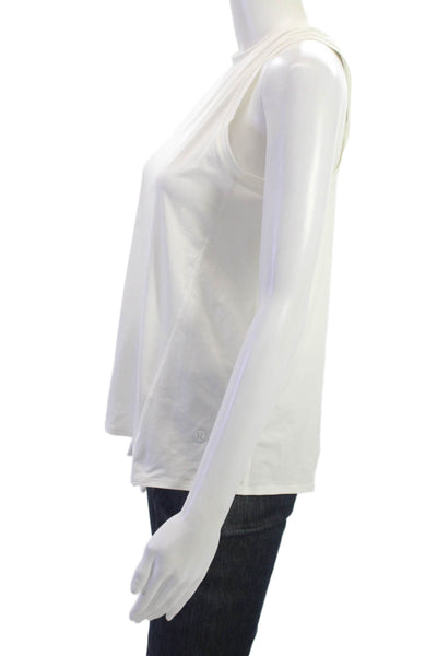 Lululemon Women Basic Sleeveless Tank White Crew Neck Nylon Size S
