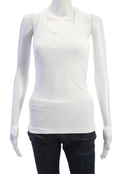 Lululemon Womens Basic Tank White Silk Blend Round Neck Sleeveless Size S