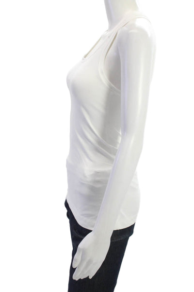 Lululemon Womens Basic Tank White Silk Blend Round Neck Sleeveless Size S