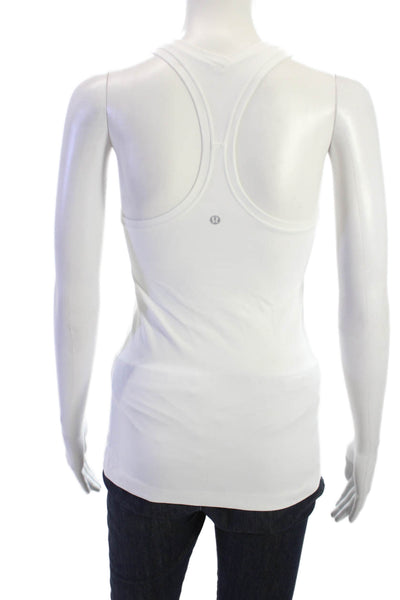 Lululemon Womens Basic Tank White Silk Blend Round Neck Sleeveless Size S