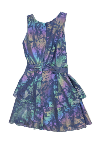 Zoe LTD Girls Abstract Iridescent Sleeveless Dress Blue Size 14