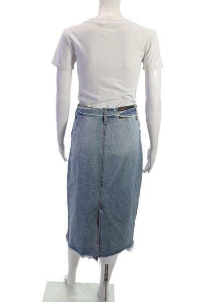 Zara Trafaluc Women Straight Pencil Skirt Light Blue Cotton Knee Length Size M