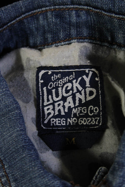 Lucky Brand Women Blue Cotton Collared Button Long Sleeve Jacket Size M
