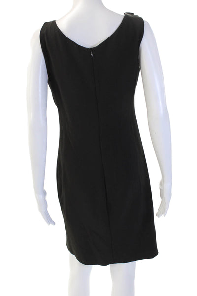 Sandro Ferrone Womens Sheath Dress Black Sleeveless V-Neck Zip Size 44