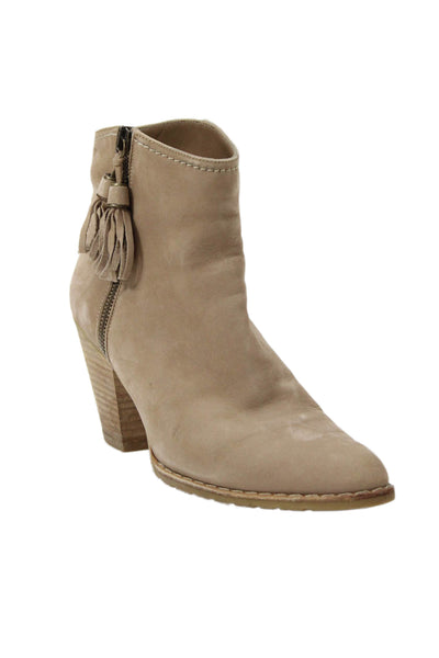 Stuart Weitzman Womens Suede Pointed Toe Ankle Boots Beige Size 7