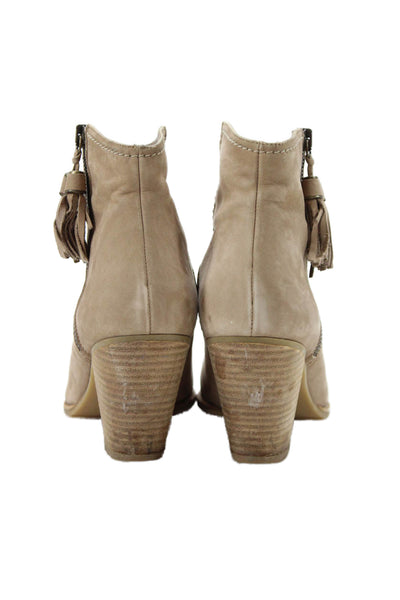 Stuart Weitzman Womens Suede Pointed Toe Ankle Boots Beige Size 7