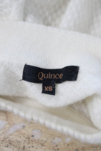 Quince Unisex Pullover Sweater White Argyle Crew Neck 49% Wool Size XS