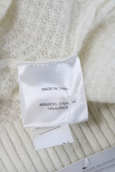 Quince Unisex Pullover Sweater White Argyle Crew Neck 49% Wool Size XS
