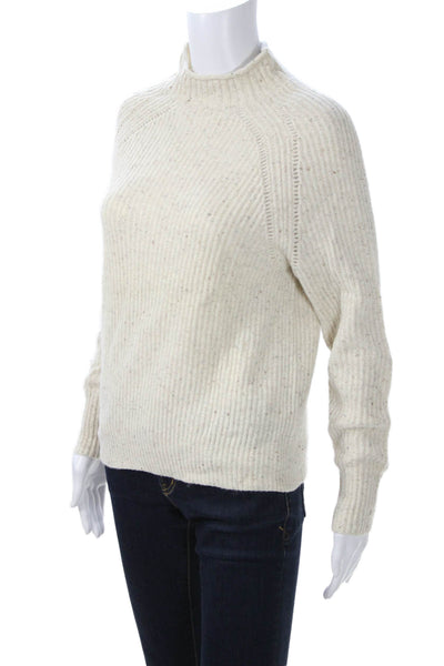 J Crew Unisex Pullover Sweater Beige Merino Wool Mock Neck Size 2XS