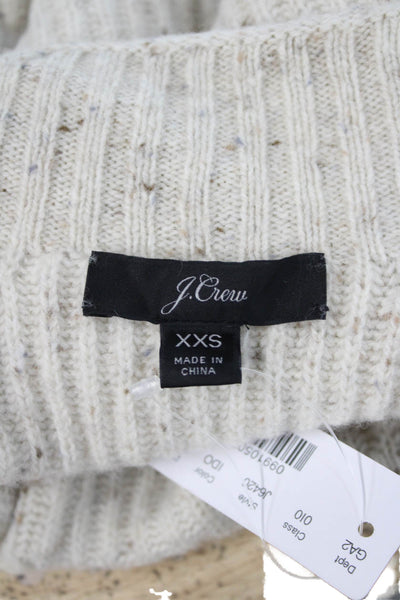 J Crew Unisex Pullover Sweater Beige Merino Wool Mock Neck Size 2XS