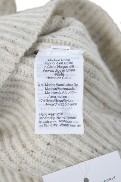 J Crew Unisex Pullover Sweater Beige Merino Wool Mock Neck Size 2XS