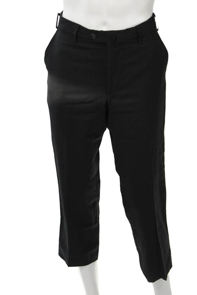 Saks Fifth Avenue Mens Ankle Cropped Dress Pants Black Wool Size 36