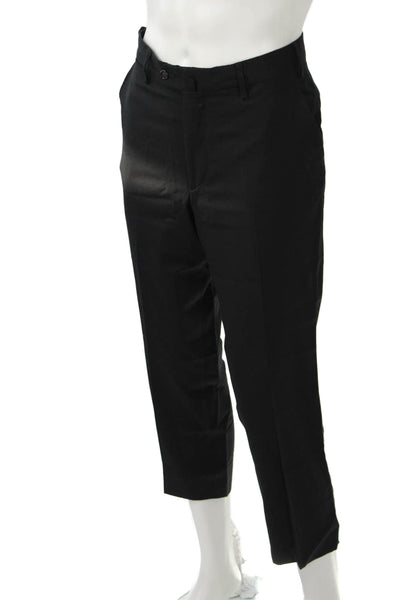 Saks Fifth Avenue Mens Ankle Cropped Dress Pants Black Wool Size 36