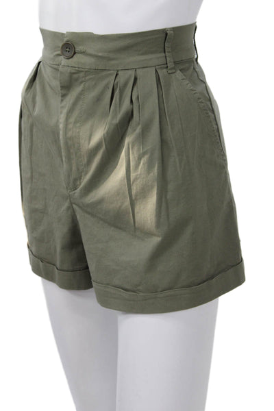 Pistola Unisex Chino Shorts Army Green Solid Button Size S