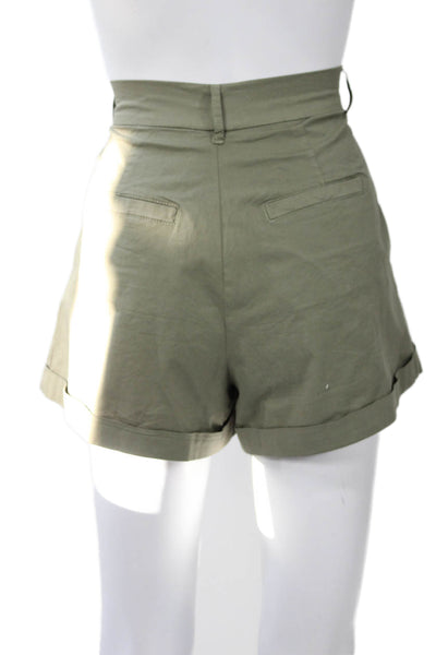 Pistola Unisex Chino Shorts Army Green Solid Button Size S