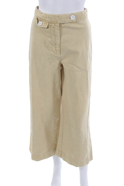 Zara Woman Womens Beige Cropped Khaki Pants High Rise Cotton Size 2