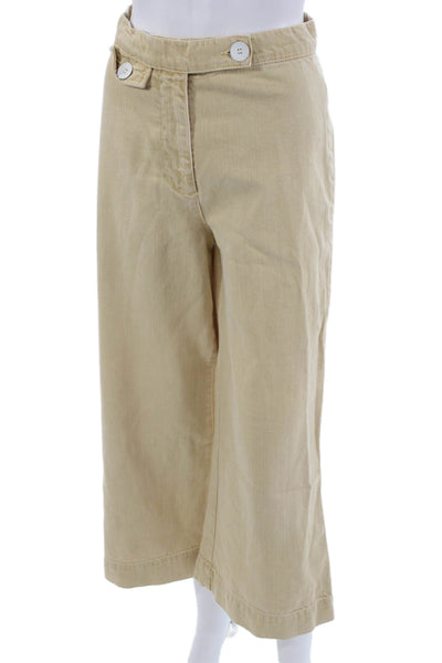 Zara Woman Womens Beige Cropped Khaki Pants High Rise Cotton Size 2