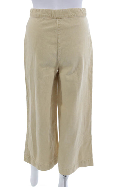 Zara Woman Womens Beige Cropped Khaki Pants High Rise Cotton Size 2