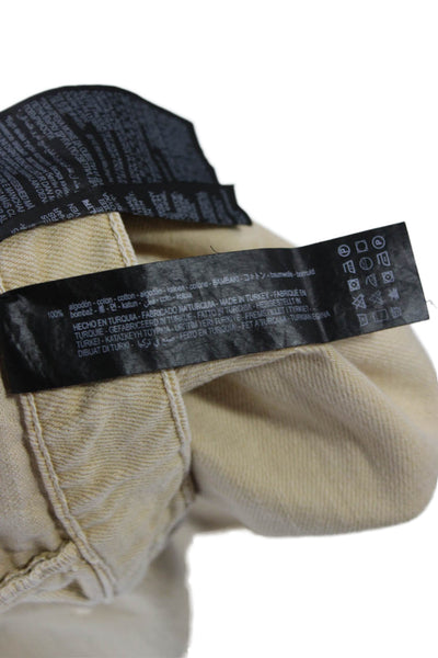 Zara Woman Womens Beige Cropped Khaki Pants High Rise Cotton Size 2