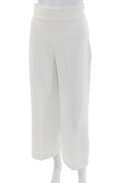 Zara Woman Women Cropped Dress Pants White Zip 100% Polyester Petite Size XS
