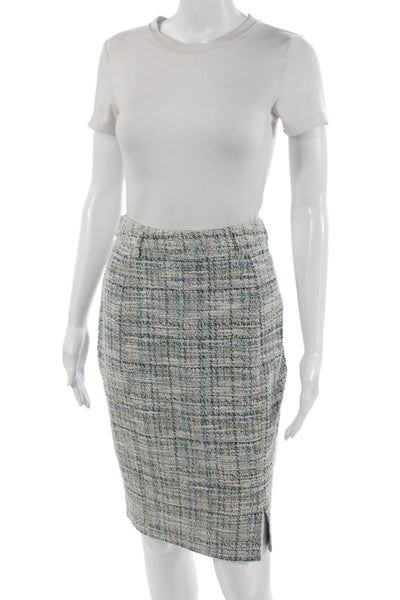 Kate Kasin Women Straight Pencil Skirt Gray Plaid Knee Length Size S