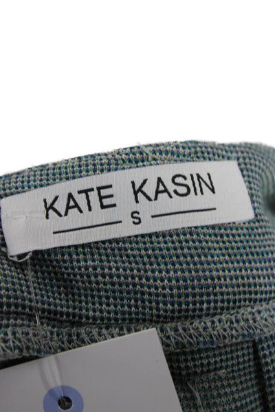 Kate Kasin Women Straight Pencil Skirt Gray Plaid Knee Length Size S