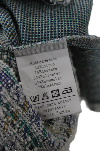 Kate Kasin Women Straight Pencil Skirt Gray Plaid Knee Length Size S