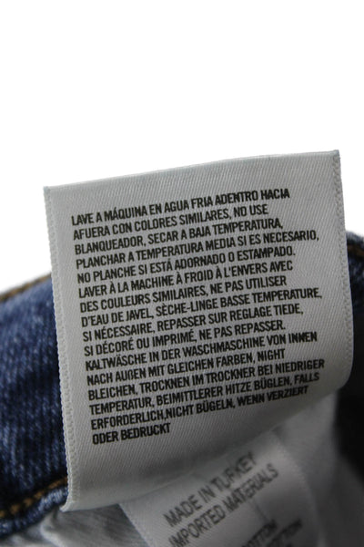 Agolde Women Mom Ankle Cropped Jeans Mid Rise Blue Button Size 31