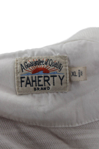 Faherty Mens Cotton Long Sleeve Crew Neck Tee Button Size XL