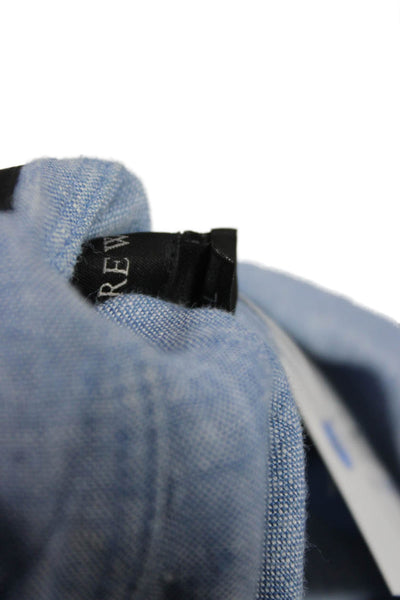J Crew Mens Button-Down Collared Linen Shirt Light Blue Long Sleeve Size L