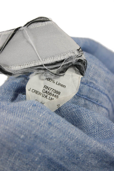 J Crew Mens Button-Down Collared Linen Shirt Light Blue Long Sleeve Size L