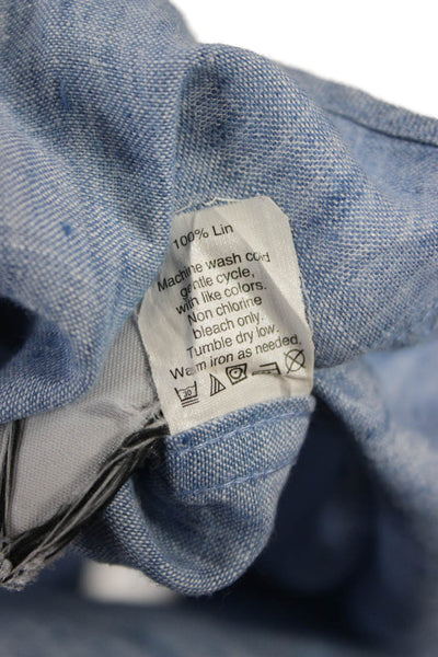 J Crew Mens Button-Down Collared Linen Shirt Light Blue Long Sleeve Size L