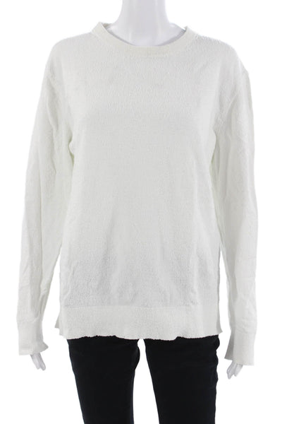 Club Monaco Unisex White Crew Neck Pullover Sweater 100% Nylon Size L