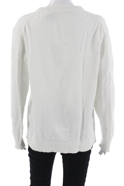 Club Monaco Unisex White Crew Neck Pullover Sweater 100% Nylon Size L