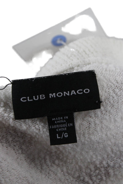 Club Monaco Unisex White Crew Neck Pullover Sweater 100% Nylon Size L