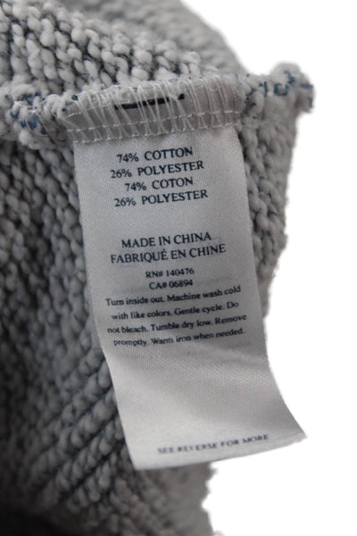 Faherty Unisex Pullover Hoodie Herringbone Gray V-Neck Cotton Polyester Size L