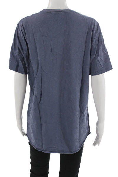 Marine Layer Mens Blue Cotton Short Sleeve Round Neck Solid T-Shirt Size L